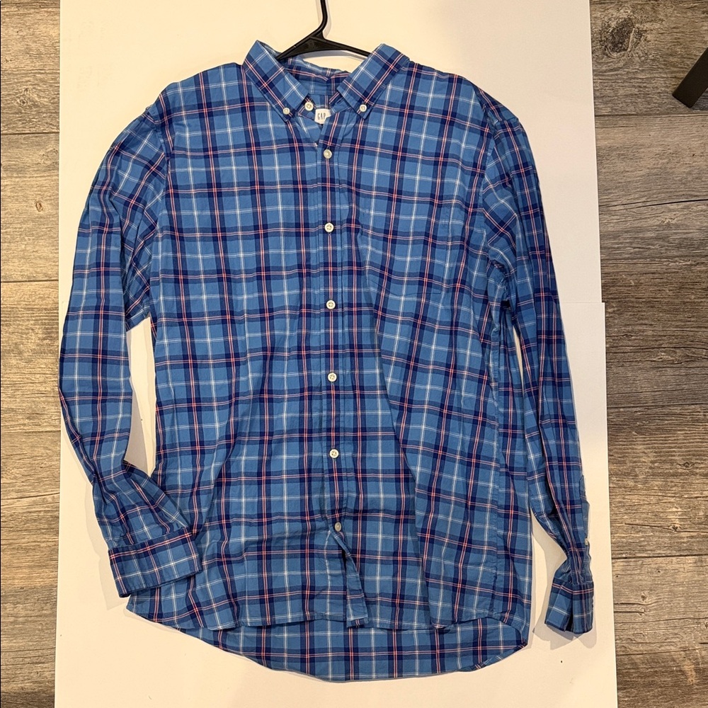 GAP Blue and Red Plaid Casual Shirt